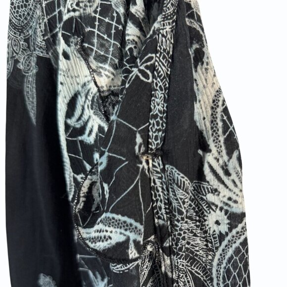 CITRON SANTA MONICA  Ruffled Silk Cardigan Womens‎ Size L Black Flowy Elegant - Picture 4 of 10